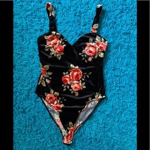 Floral velvet bodysuit from forever21